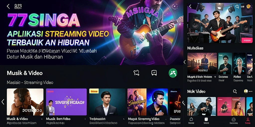 Antarmuka aplikasi 77SINGA menampilkan beragam pilihan video musik.
