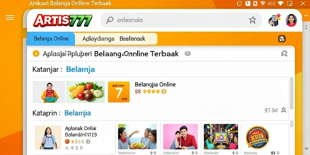 Tampilan antarmuka aplikasi ARTIS777 untuk Belanja Online.