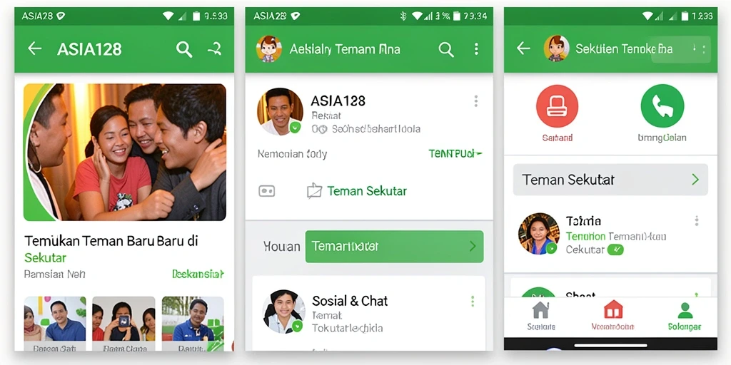 Antarmuka ASIA128 dengan fitur Teman Sekitar yang menarik.