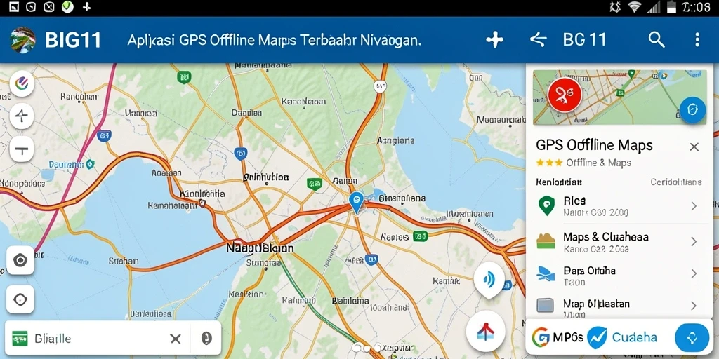 Tampilan antarmuka GPS Offline Maps yang mudah digunakan.