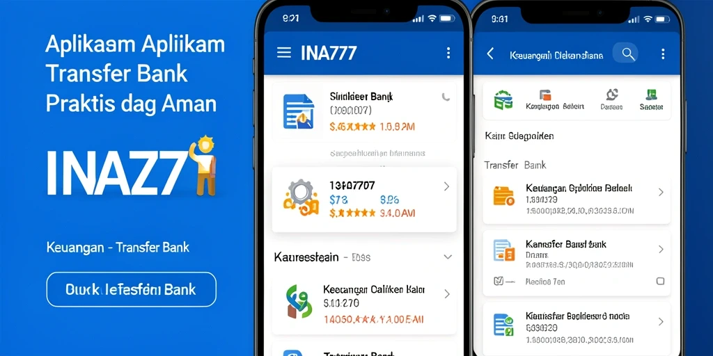 Antarmuka aplikasi INA777 dengan fitur Transfer Bank yang sederhana dan efektif.