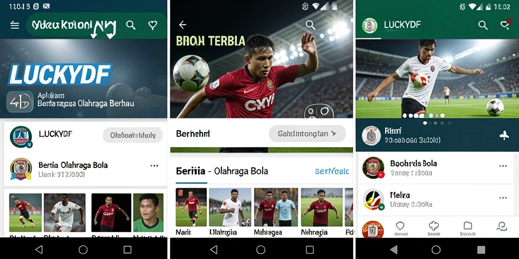 Screenshot antarmuka aplikasi LUCKYDF dengan fitur berita olahraga bola.