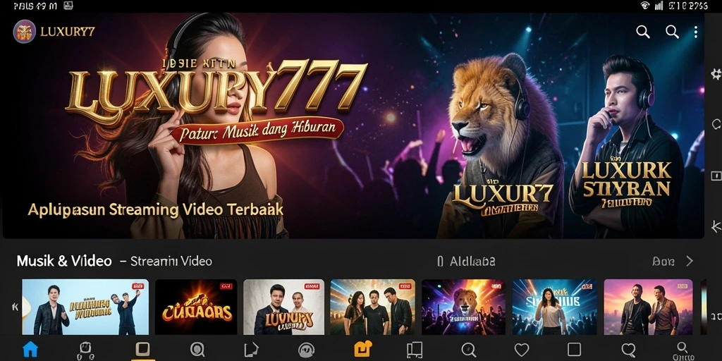 Antarmuka LUXURY777 menampilkan berbagai pilihan konten Streaming Video yang menarik.