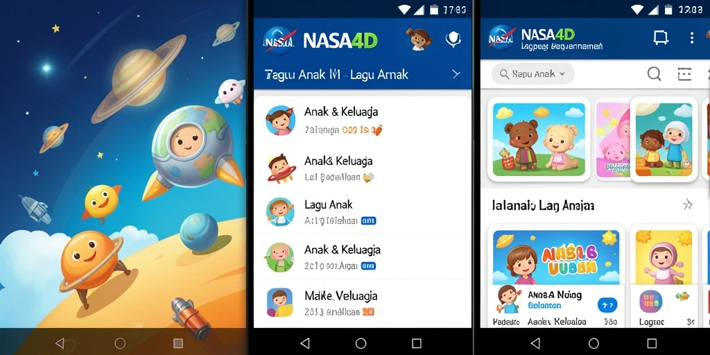 Tampilan antarmuka aplikasi NASA4D yang ramah anak.