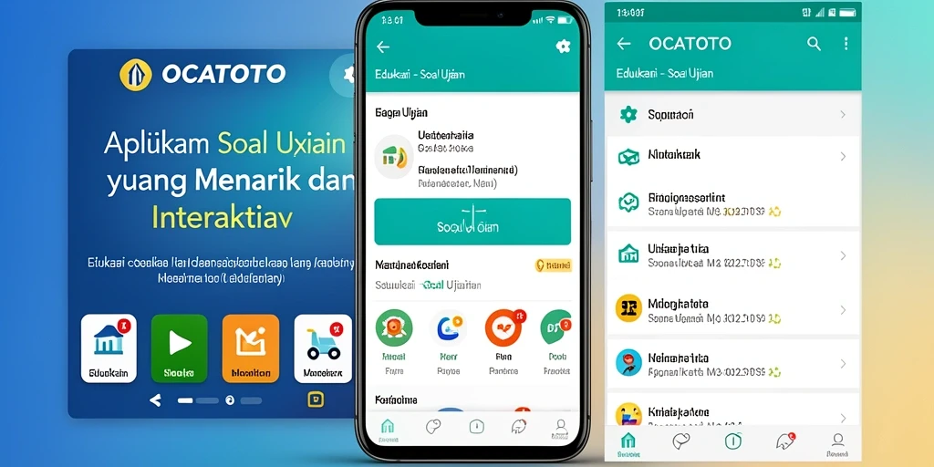 Tampilan antarmuka aplikasi OCATOTO yang interaktif untuk soal ujian.