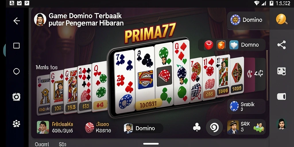 Screenshot antarmuka permainan Domino PRIMA77 yang menarik dan interaktif.