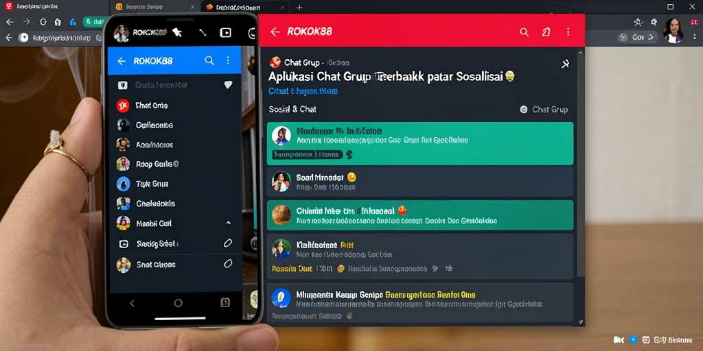 Tampilan antarmuka grup chat ROKOK88 yang interaktif dan menarik.