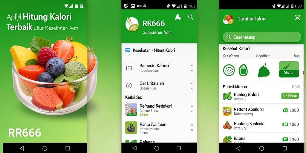 Tampilan antarmuka aplikasi RR666 dengan fitur Hitung Kalori yang mudah digunakan.