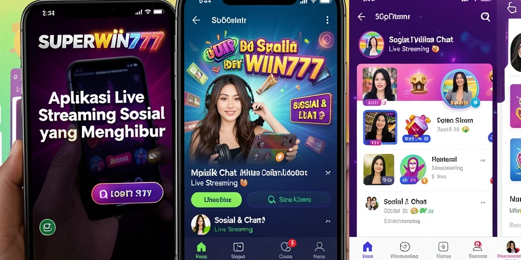 Antarmuka aplikasi Live Streaming SUPERWIN777 yang menarik dan interaktif.