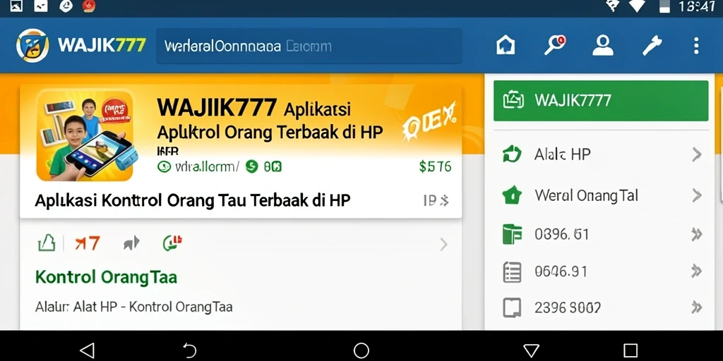Tampilan antarmuka WAJIK777 yang intuitif untuk kontrol orang tua.