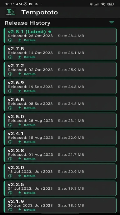 Riwayat Versi tempototo untuk Pengguna Android